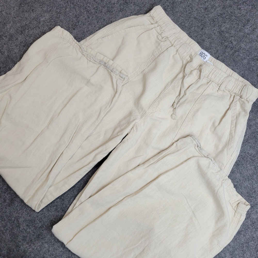 BDG Cargo Pants Womens Large Cream Linen Baggy Y2K Street Wear Hip Hop 90S Retro